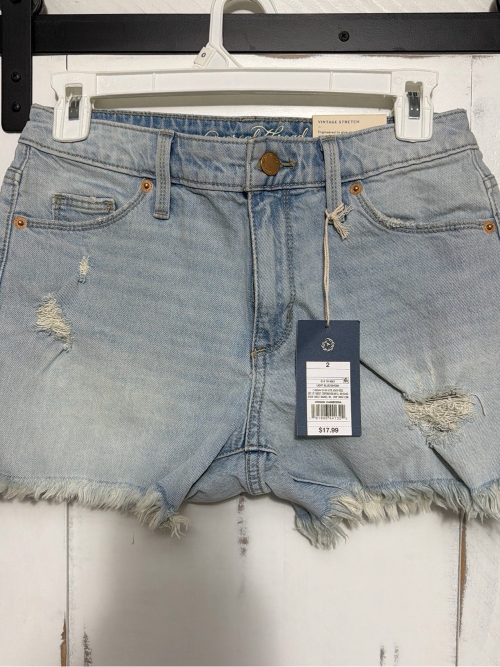 Universal Thread Light Blue Distressed Fringe Hem Jean Shorts